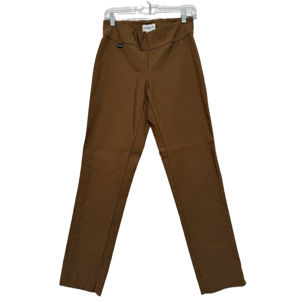 Peck & Peck Womens 8 Brown Pull On Straight Leg Dress Pants Stretch